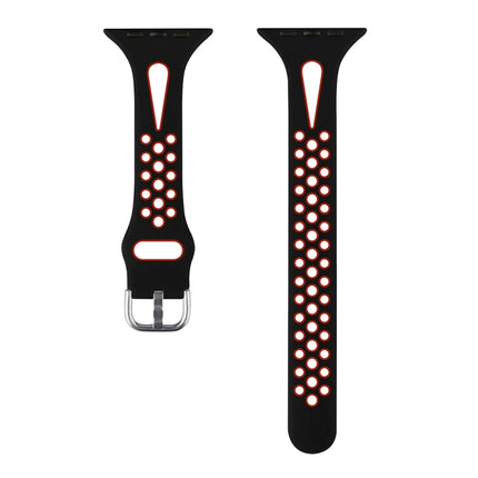 Water Drop Silicone Watch Band For Apple Watch Series 9&8&7 41mm / SE 3&SE 2&6&SE&5&4 40mm / 3&2&1 38mm(Black and Red)-garmade.com