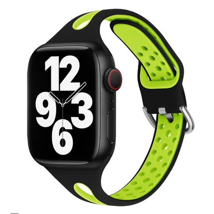 Water Drop Silicone Watch Band For Apple Watch Series 9&8&7 41mm / SE 3&SE 2&6&SE&5&4 40mm / 3&2&1 38mm(Black and Fluorescent Yellow)-garmade.com