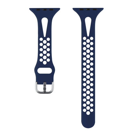 Water Drop Silicone Watch Band For Apple Watch Series 9&8&7 41mm / SE 3&SE 2&6&SE&5&4 40mm / 3&2&1 38mm(Midnight Blue and White)-garmade.com