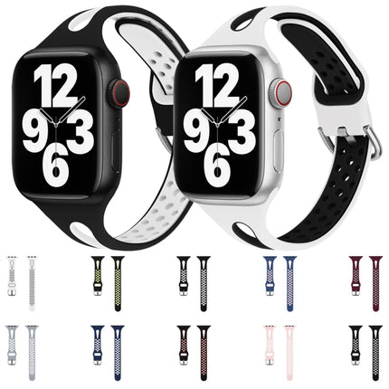 Water Drop Silicone Watch Band For Apple Watch Series 9&8&7 41mm / SE 3&SE 2&6&SE&5&4 40mm / 3&2&1 38mm(White and Black)-garmade.com