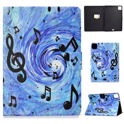 For iPad Pro 11 2020 Electric Pressed TPU Left and Right Open Flat Leather Tablet Case with Sleep Function & Card Buckle Anti-skid Strip(Sheet Music)-garmade.com