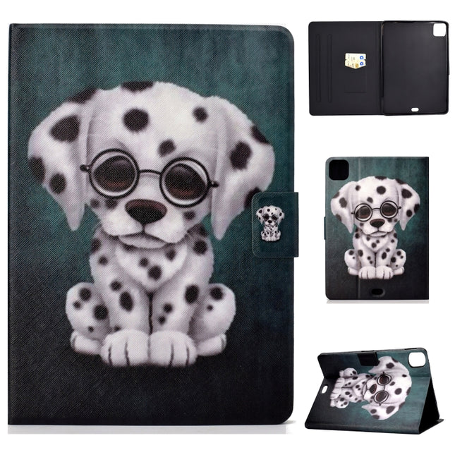 For iPad Pro 11 2020 Electric Pressed TPU Left and Right Open Flat Leather Tablet Case with Sleep Function & Card Buckle Anti-skid Strip(Dalmatian)-garmade.com