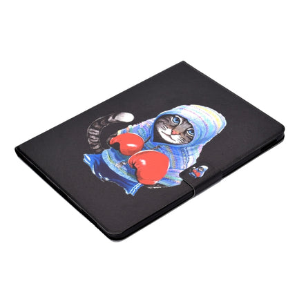 For iPad Pro 11 2020 Electric Pressed TPU Left and Right Open Flat Leather Tablet Case with Sleep Function & Card Buckle Anti-skid Strip(Boxing Cat)-garmade.com