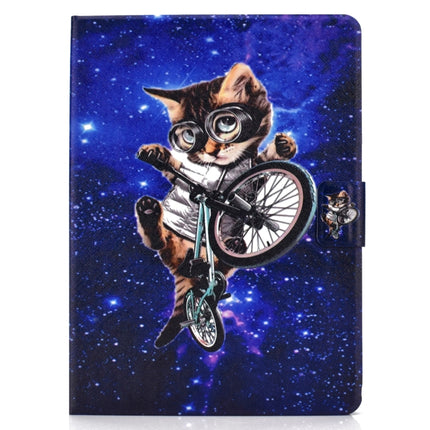 For iPad Pro 11 2020 Electric Pressed TPU Left and Right Open Flat Leather Tablet Case with Sleep Function & Card Buckle Anti-skid Strip(Glasses Cat)-garmade.com
