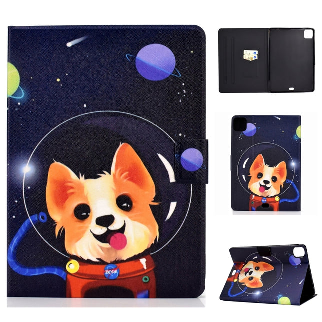 For iPad Pro 11 2020 Electric Pressed TPU Left and Right Open Flat Leather Tablet Case with Sleep Function & Card Buckle Anti-skid Strip(Space Dog)-garmade.com