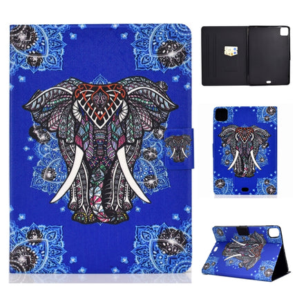 For iPad Pro 11 2020 Electric Pressed TPU Left and Right Open Flat Leather Tablet Case with Sleep Function & Card Buckle Anti-skid Strip(National Elephant)-garmade.com