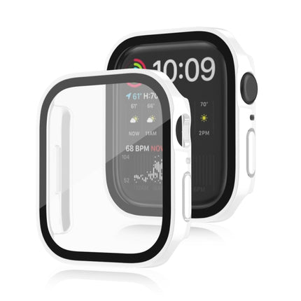 Life Waterproof 2 in 1 PC Frame + Tempered Glass Protective Case For Apple Watch Series 9 / 8 / 7 45mm(White)-garmade.com
