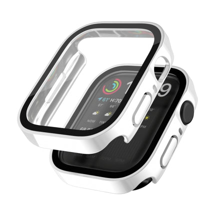 Life Waterproof 2 in 1 PC Frame + Tempered Glass Protective Case For Apple Watch Series 9 / 8 / 7 41mm(White)-garmade.com