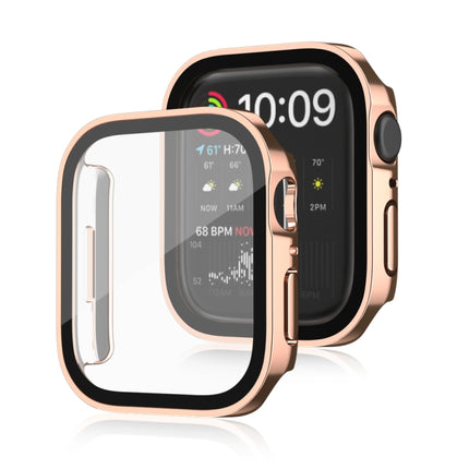Life Waterproof 2 in 1 PC Frame + Tempered Glass Protective Case For Apple Watch Series 9 / 8 / 7 41mm(Rose Gold)-garmade.com