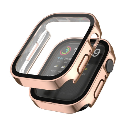 Life Waterproof 2 in 1 PC Frame + Tempered Glass Protective Case For Apple Watch Series 9 / 8 / 7 41mm(Rose Gold)-garmade.com