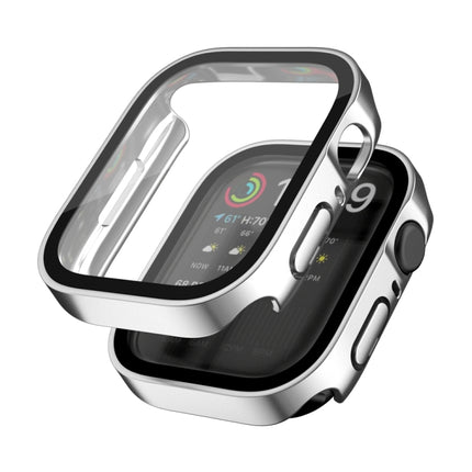 Life Waterproof 2 in 1 PC Frame + Tempered Glass Protective Case For Apple Watch Series 9 / 8 / 7 41mm(Silver)-garmade.com
