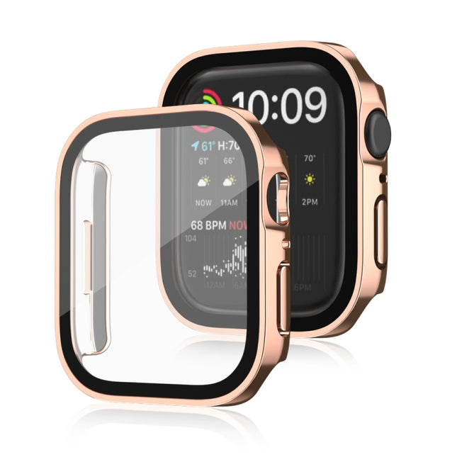 Life Waterproof 2 in 1 PC Frame + Tempered Glass Protective Case For Apple Watch Series 6 / 5 / 4 / SE 44mm(Rose Gold)-garmade.com