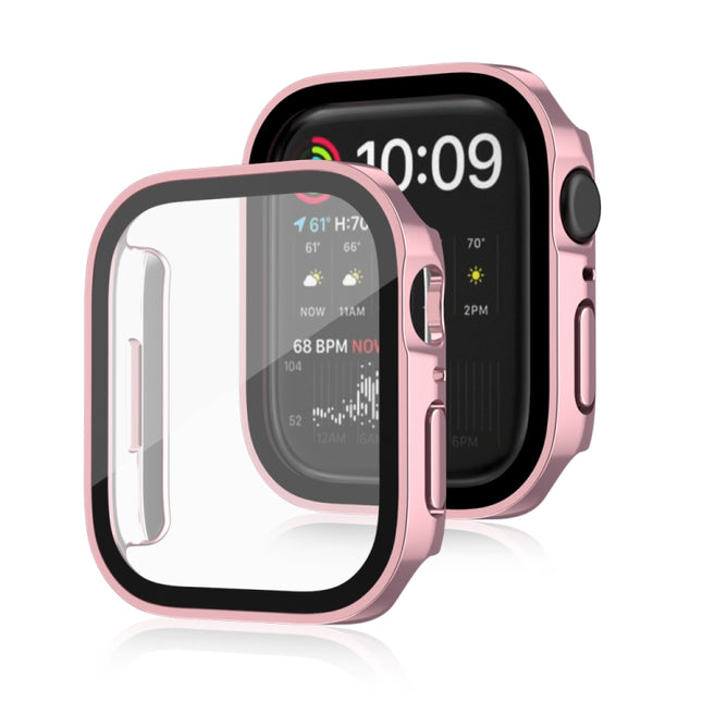 Life Waterproof 2 in 1 PC Frame + Tempered Glass Protective Case For Apple Watch Series 6 / 5 / 4 / SE 40mm(Pink)-garmade.com