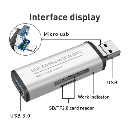 ADS-102 USB Multi-function OTG Card Reader(Grey)-garmade.com