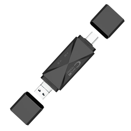 ADS-218 8 Pin+USB+Type-C Multi-function Card Reader(Black)-garmade.com