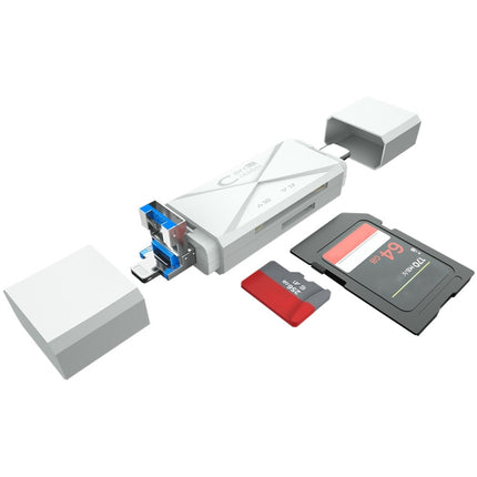 ADS-218 8 Pin+USB+Type-C Multi-function Card Reader(White)-garmade.com