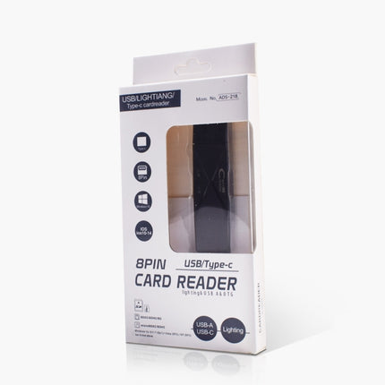 ADS-218 8 Pin+USB+Type-C Multi-function Card Reader(Black)-garmade.com