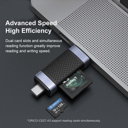 ORICO CS2T-A3 TF/SD Dual Port USB-A3.0 Dual Read Card Reader(Black)-garmade.com