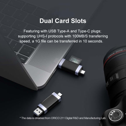 ORICO CS2D-A3 TF/SD Dual Port USB-A3.0 Single Read Card Reader(Black)-garmade.com