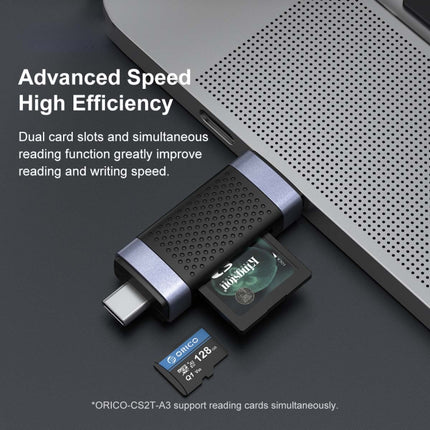 ORICO CS2D-A3 TF/SD Dual Port USB-A3.0 Single Read Card Reader(Black)-garmade.com