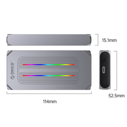 ORICO M2R1-G2-GY 10Gbps M.2 NVMe RGB SSD Enclosure(Grey)-garmade.com