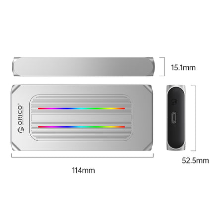 ORICO M2R1-G2-SV 10Gbps M.2 NVMe RGB SSD Enclosure(Silver)-garmade.com