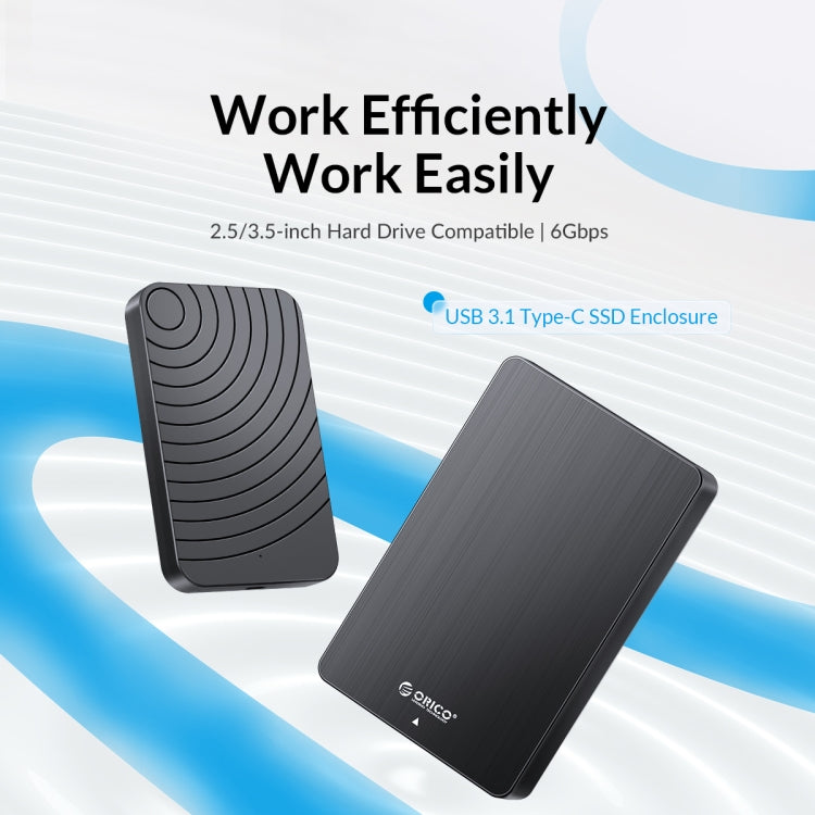 ORICO HM25C3 2.5 inch USB3.1 Gen1 Type-C Hard Drive Enclosure, Plug:AU Plug(Black)-garmade.com
