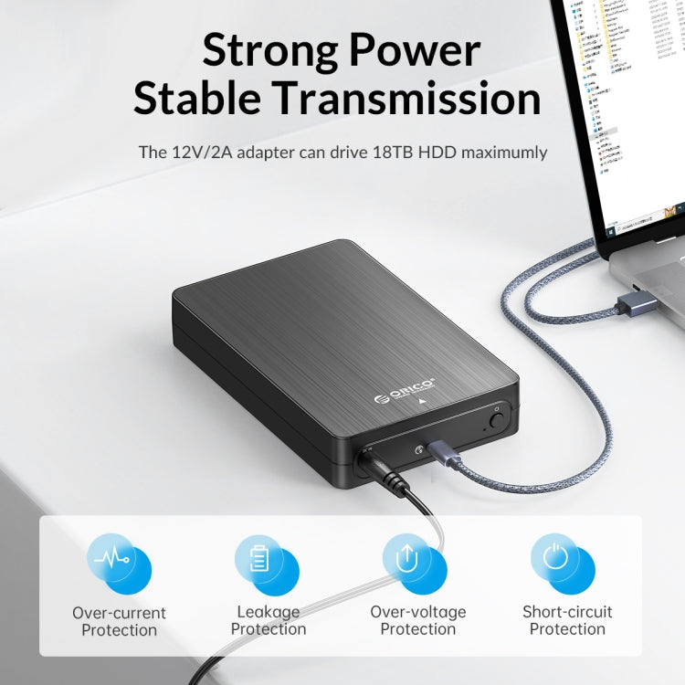 ORICO HM25C3 2.5 inch USB3.1 Gen1 Type-C Hard Drive Enclosure, Plug:AU Plug(Black)-garmade.com