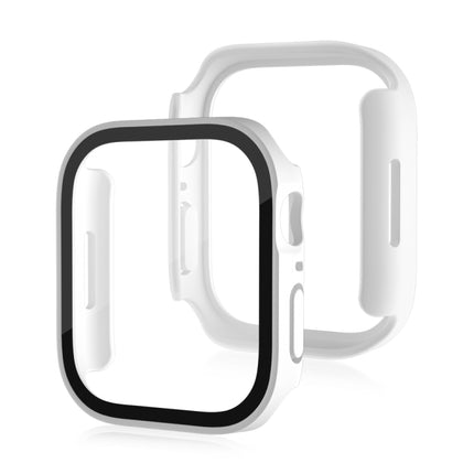 Life Waterproof Frosted 2 in 1 PC Frame + Tempered Glass Protective Case For Apple Watch Series 9 / 8 / 7 45mm(White)-garmade.com