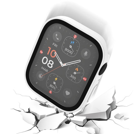 Life Waterproof Frosted 2 in 1 PC Frame + Tempered Glass Protective Case For Apple Watch Series 9 / 8 / 7 45mm(White)-garmade.com