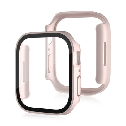 Life Waterproof Frosted 2 in 1 PC Frame + Tempered Glass Protective Case For Apple Watch Series 9 / 8 / 7 45mm(Pink)-garmade.com