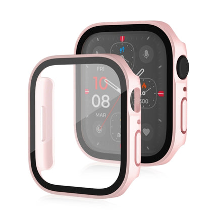 Life Waterproof Frosted 2 in 1 PC Frame + Tempered Glass Protective Case For Apple Watch Series 9 / 8 / 7 45mm(Rose Gold)-garmade.com