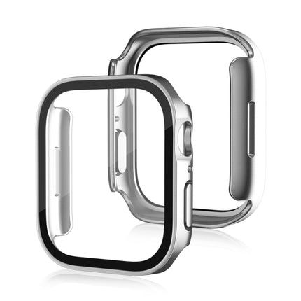 Life Waterproof Frosted 2 in 1 PC Frame + Tempered Glass Protective Case For Apple Watch Series 9 / 8 / 7 45mm(Silver)-garmade.com