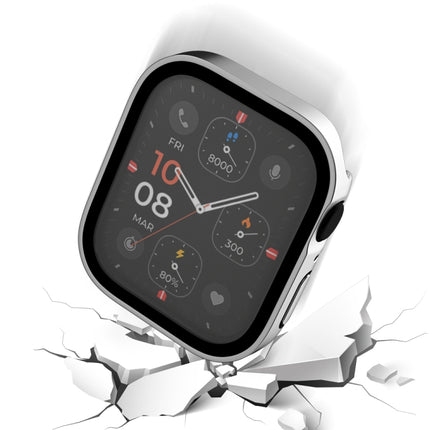 Life Waterproof Frosted 2 in 1 PC Frame + Tempered Glass Protective Case For Apple Watch Series 9 / 8 / 7 45mm(Silver)-garmade.com