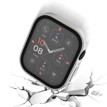 Life Waterproof Frosted 2 in 1 PC Frame + Tempered Glass Protective Case For Apple Watch Series 9 / 8 / 7 45mm(Starlight Color)-garmade.com