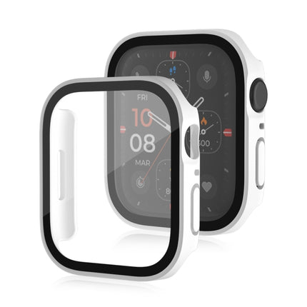 Life Waterproof Frosted 2 in 1 PC Frame + Tempered Glass Protective Case For Apple Watch Series 9 / 8 / 7 41mm(White)-garmade.com