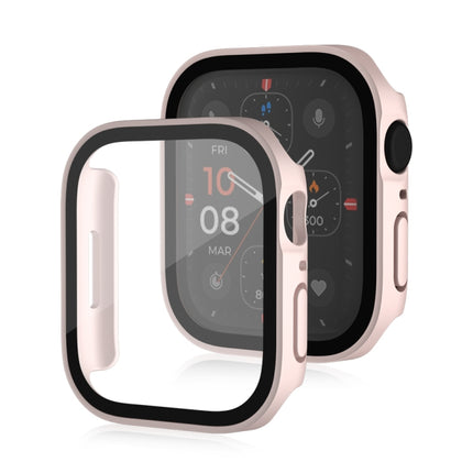 Life Waterproof Frosted 2 in 1 PC Frame + Tempered Glass Protective Case For Apple Watch Series 9 / 8 / 7 41mm(Pink)-garmade.com