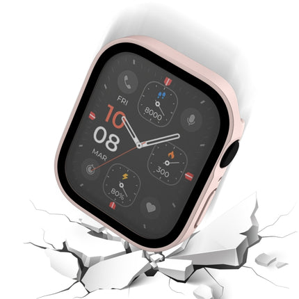 Life Waterproof Frosted 2 in 1 PC Frame + Tempered Glass Protective Case For Apple Watch Series 9 / 8 / 7 41mm(Pink)-garmade.com