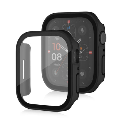 Life Waterproof Frosted 2 in 1 PC Frame + Tempered Glass Protective Case For Apple Watch Series 9 / 8 / 7 41mm(Black)-garmade.com