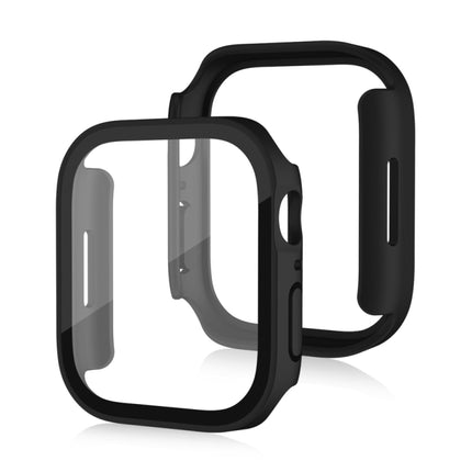 Life Waterproof Frosted 2 in 1 PC Frame + Tempered Glass Protective Case For Apple Watch Series 9 / 8 / 7 41mm(Black)-garmade.com