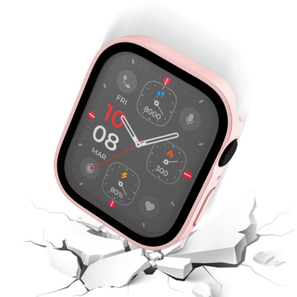 Life Waterproof Frosted 2 in 1 PC Frame + Tempered Glass Protective Case For Apple Watch Series 9 / 8 / 7 41mm(Rose Gold)-garmade.com