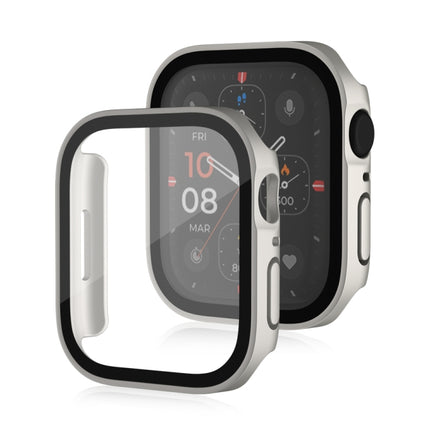 Life Waterproof Frosted 2 in 1 PC Frame + Tempered Glass Protective Case For Apple Watch Series 9 / 8 / 7 41mm(Silver)-garmade.com