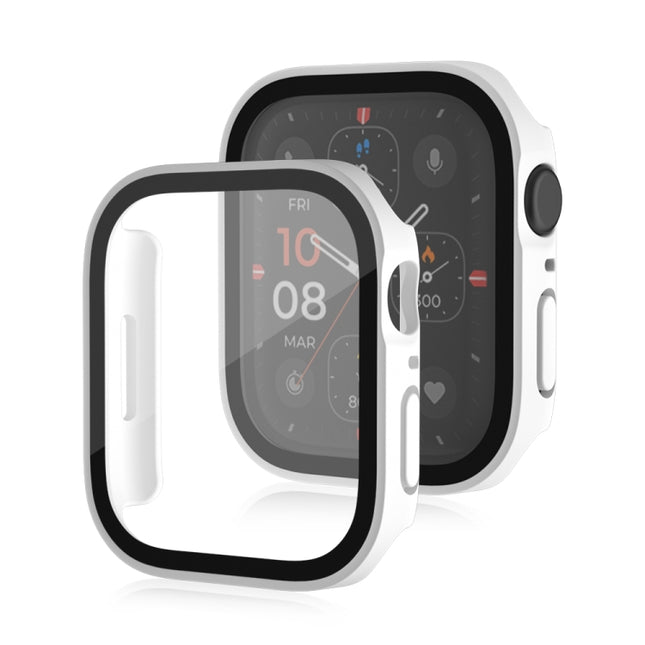 Life Waterproof Frosted 2 in 1 PC Frame + Tempered Glass Protective Case For Apple Watch Series 6 / 5 / 4 / SE 40mm(White)-garmade.com