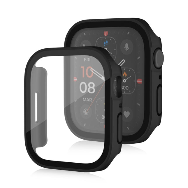 Life Waterproof Frosted 2 in 1 PC Frame + Tempered Glass Protective Case For Apple Watch Series 6 / 5 / 4 / SE 40mm(Black)-garmade.com