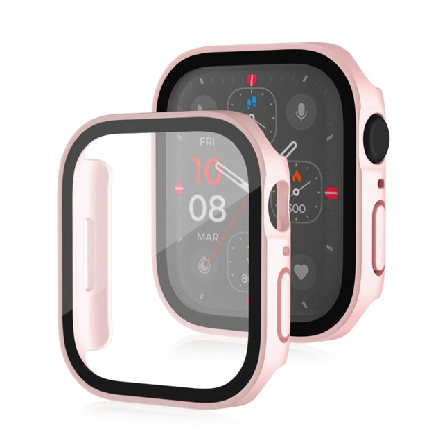 Life Waterproof Frosted 2 in 1 PC Frame + Tempered Glass Protective Case For Apple Watch Series 6 / 5 / 4 / SE 40mm(Rose Gold)-garmade.com