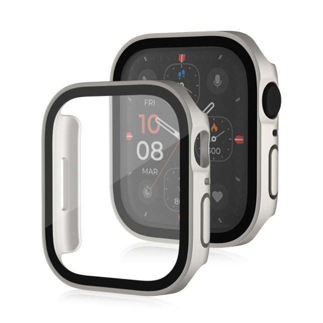 Life Waterproof Frosted 2 in 1 PC Frame + Tempered Glass Protective Case For Apple Watch Series 6 / 5 / 4 / SE 40mm(Starlight Color)-garmade.com