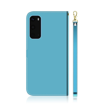 For Galaxy S20 Mirror-like Magnetic Attraction Horizontal Flip Leather Case with Lanyard, Support Holder & Card Slot & Wallet(Blue)-garmade.com