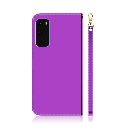 For Galaxy S20 Mirror-like Magnetic Attraction Horizontal Flip Leather Case with Lanyard, Support Holder & Card Slot & Wallet(Purple)-garmade.com