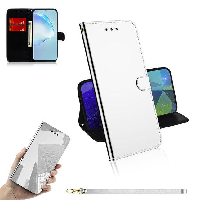 For Galaxy S20+ Mirror-like Magnetic Attraction Horizontal Flip Leather Case with Lanyard, Support Holder & Card Slot & Wallet(Silver)-garmade.com