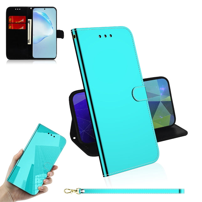 For Galaxy S20 Ultra Mirror-like Magnetic Attraction Horizontal Flip Leather Case with Lanyard, Support Holder & Card Slot & Wallet(Mint Green)-garmade.com